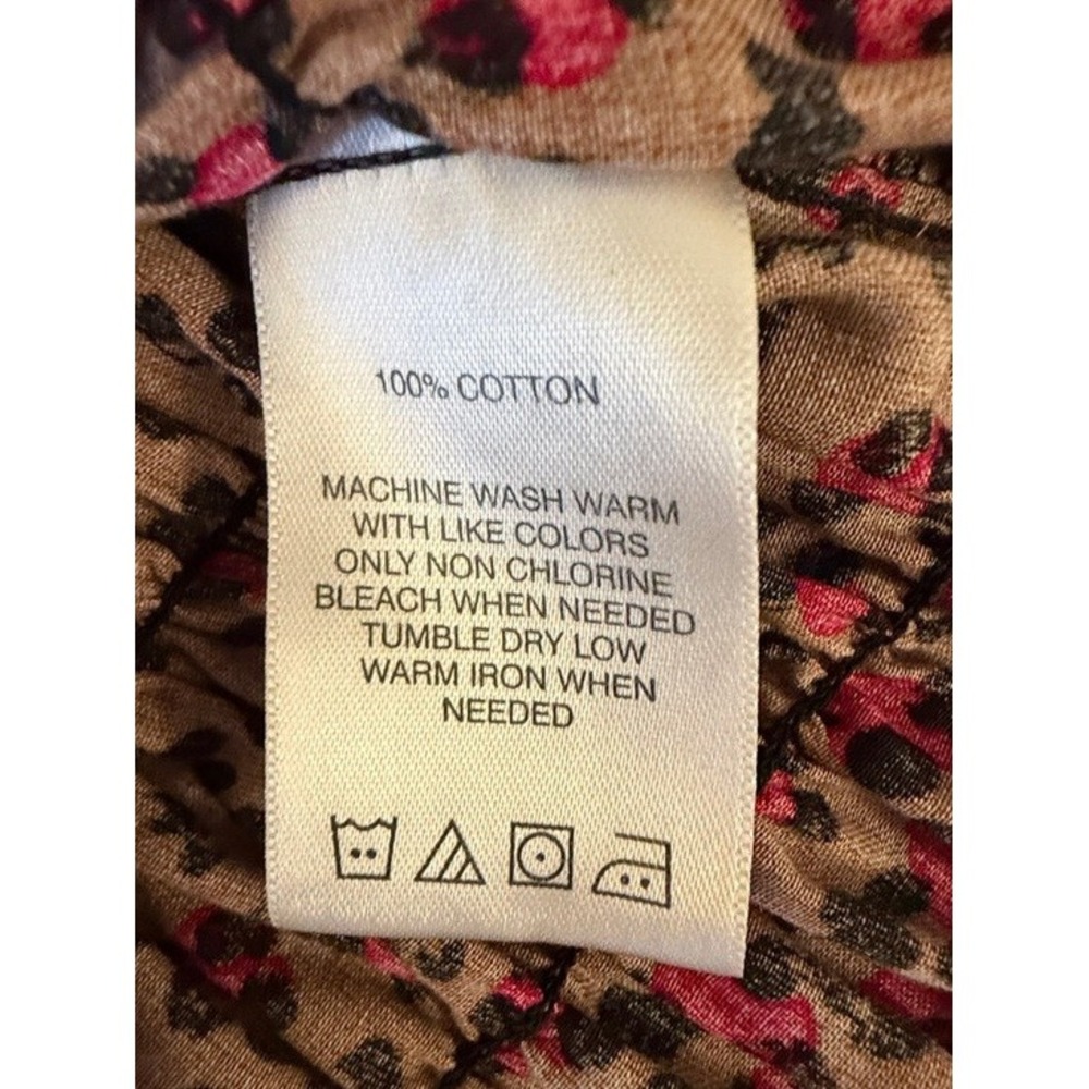 Foxcroft NYC Womens Pink Tan Leopard Print Smocked Square Neck Top Size 8 - Picture 8 of 11